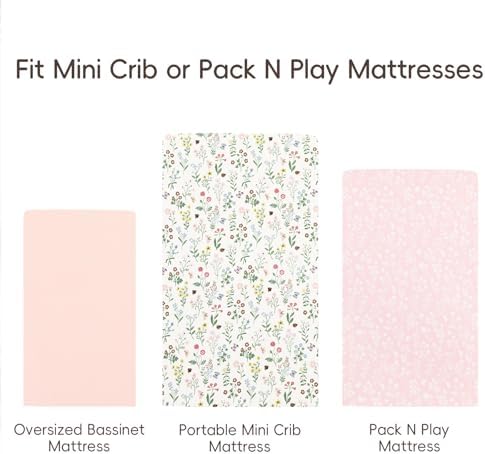 david's kids 3 Pack Mini Crib Sheets, Soft Breathable Premium Pack N Play Sheets - Image 7