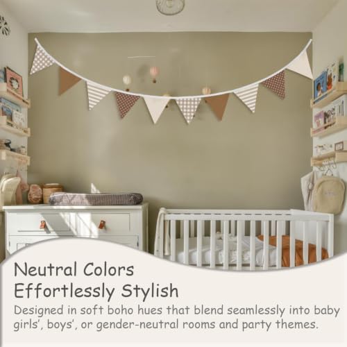 Toddler Boy Room Decor Fabric Garland, Neutral Boho Wall Hanging Pennant Banner - Image 6
