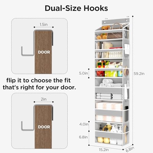 6 Tiers Over The Door Organizer, Behind The Door Storage Hanging Shelves - Image 3
