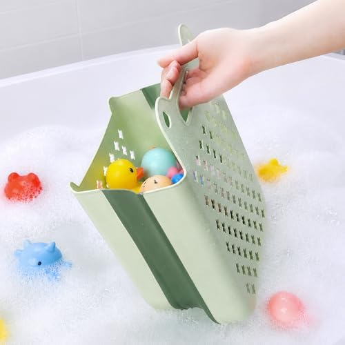 Stand Up Bath Toy Storage, Foldable Bathtub Toy Storage Caddy, Quick Drain - Image 2