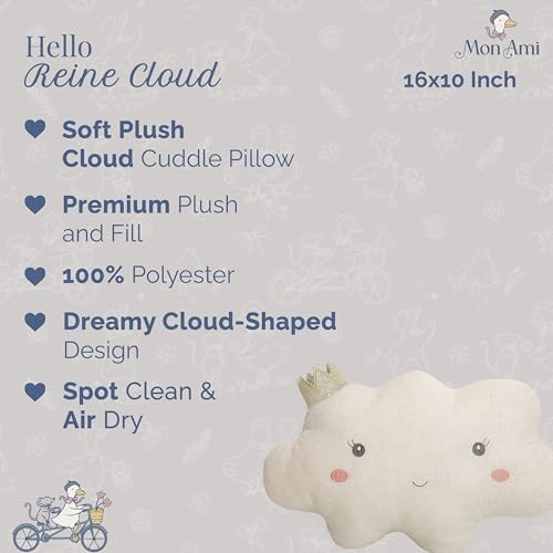 MON AMI Reine Cloud Shaped Throw Pillow, 16x10-Inch Cozy Cushion Gift - Image 2