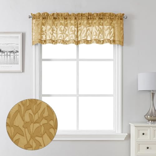 Lecloud Leia Dark Gold Sheer Valance by Lecloud
