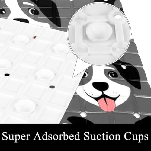 Bathtub Mat Non Slip 26.8x15.1 Inch, Dogs Pattern Shower Mat - Image 3