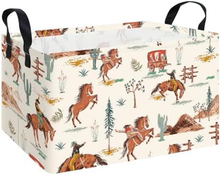 Western Cowboy Fabric Rectangular Nursery Storage Bin by INGHUA