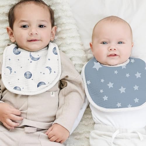 Konssy 8-Pack Muslin Baby Bibs, Adjustable Fit - Image 5
