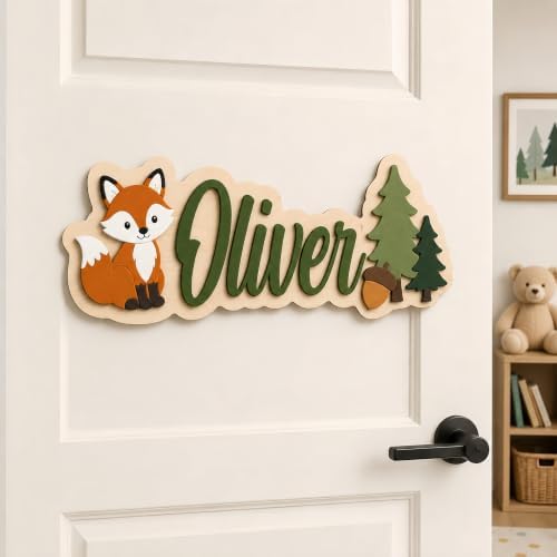 Personalized Kids Room Name Sign, Custom Wooden Door Sign by Arovene