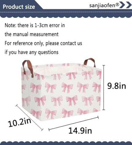 Sanjiaofeng Rectangular Kids Basket Pink Storage Bins, Girls Storage Baskets - Image 2
