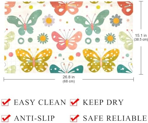 Bathtub Mat Non Slip 26.8x15.1In, Colorful Butterflies Bath Mat - Image 4
