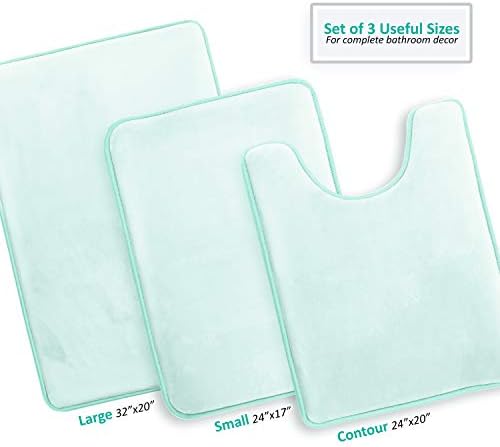 Clara Clark 3 Piece Bathroom Rugs Bath Mat Set, Velvet Memory Foam Bath Mats - Image 3