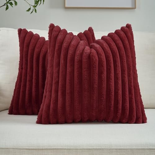 FUTEI Pack of 2 Faux Fur Throw Pillow Covers 20x20 Inch by FUTEI