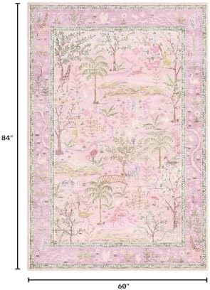 Washable Area Rug 5x7 Purple Animal Print Rugs - Image 2