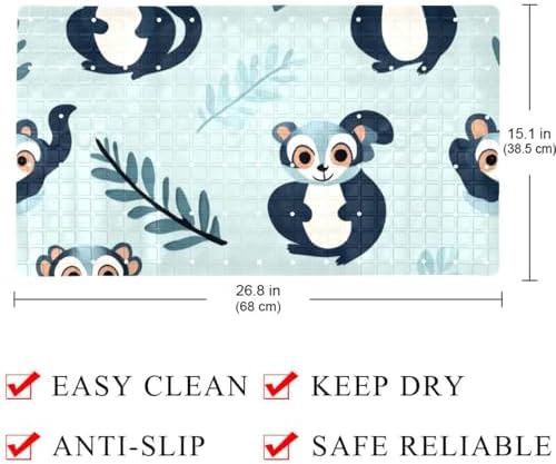 Bathtub Mat Non Slip 26.8x15.1 Inch, Cute Lemur Pattern Shower Mat - Image 4