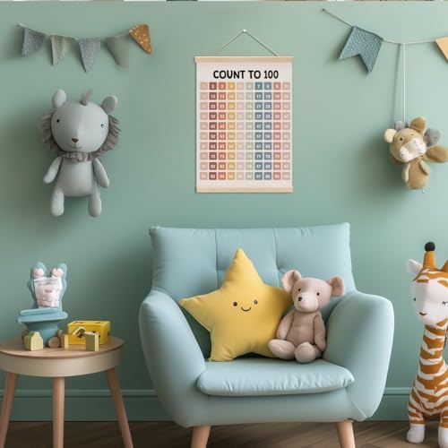 Number Chart 1-100 Poster Hanger, Boho Classroom Decor Wall Learning Poster - Image 4