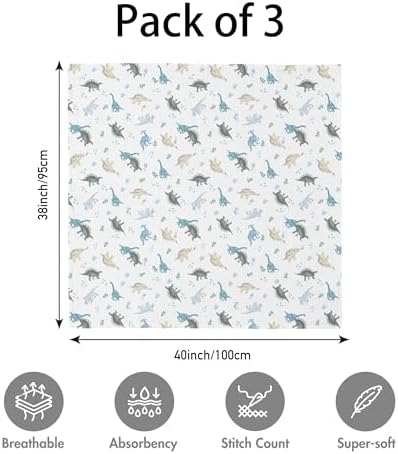 Muslin Swaddle Blankets for Newborn, 3 Pack Breathable Soft Receiving Blanket - Image 4