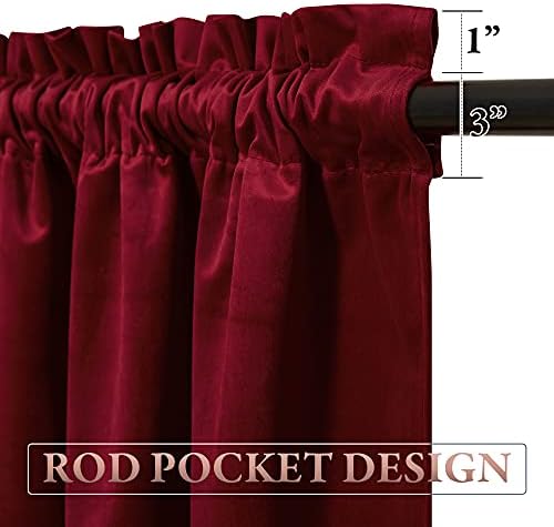 StangH Red Tassel Christmas Velvet Valances Curtains 52x18 Inch, 2 Panels - Image 3