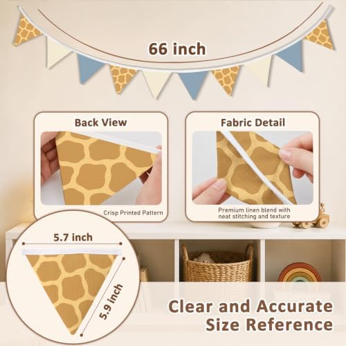 Safari Nursery Decor Banner Neutral Giraffe Garland Flags - Image 3