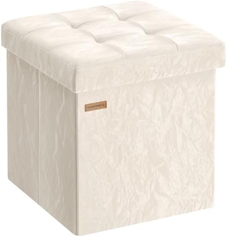 SONGMICS Storage Ottoman, Foldable PU Leather Footrest by SONGMICSbySONGMICSHOME