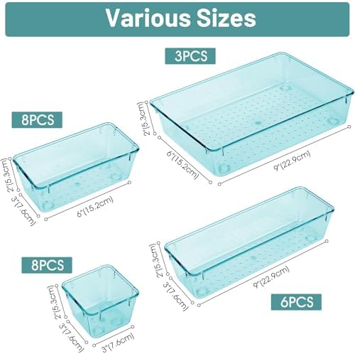 25 PCS Clear Plastic Drawer Organizer, Makeup Organizers and Storage Bins - Image 2