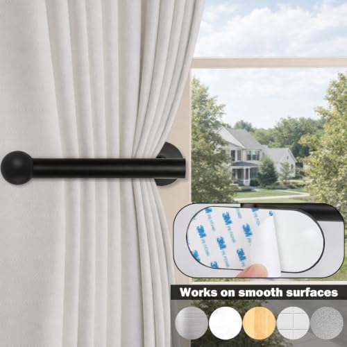 2 Pack Curtain Holdbacks, Adhesive Curtain Tiebacks, Wall Mounted Curtain Hooks - Image 4