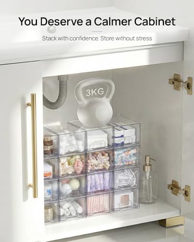 Vtopmart 12 Pack Small Clear Stackable Storage Drawers - Image 4