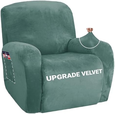 ZNSAYOTX Stretch Velvet Recliner Cover 4-Pieces, Thick Soft Recliner Chair by ZNSAYOTX