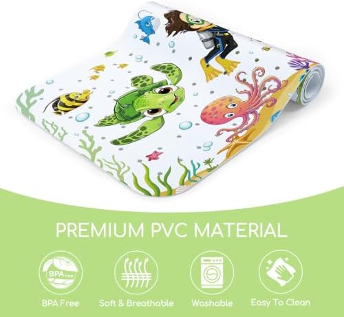 Baby Bathtub Mat Non Slip, Machine Washable, Sea Turtle - Image 3