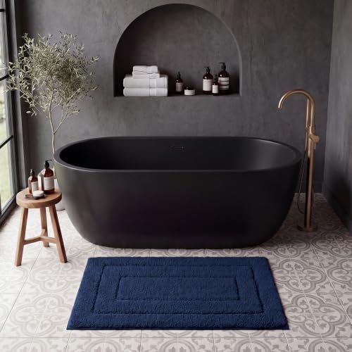 GRANNY SAYS Deep Blue Bathroom Rug, Water Absorbent, Microfiber, Machine Wash by GRANNYSAYS