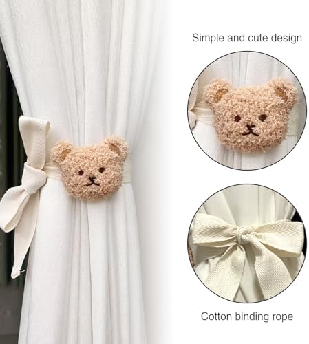 2 Pack Cartoon Bears Curtain Tiebacks, Cute Cartoon Animal Curtain Holdbacks - Image 2