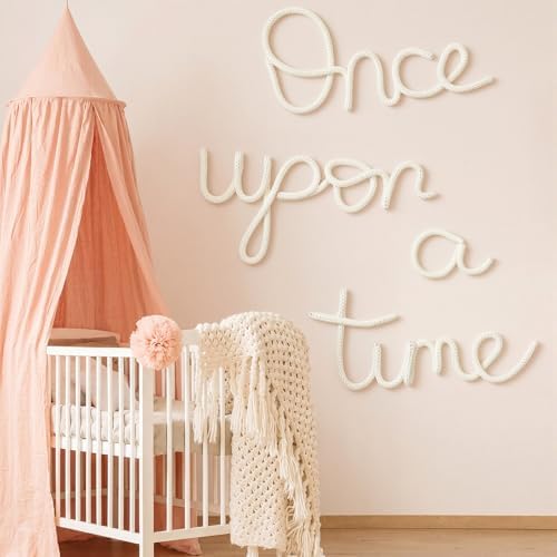 Barydat 4 Pcs Once Upon a Time Letters Nursery Decor Woven Sign - Image 6