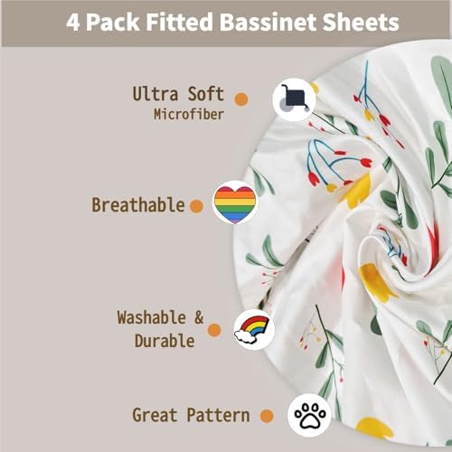4 Pack Bassinet Sheets 21" x 35", Compatible - Image 3