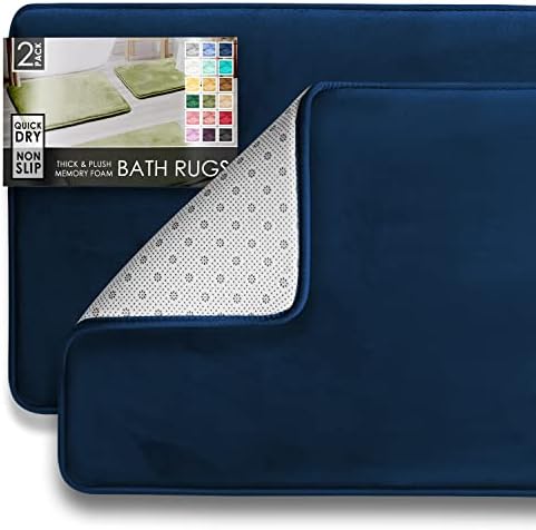 Clara Clark 2 Piece Bathroom Rugs Bath Mat Set, Velvet Memory Foam Bath Mats by ClaraClark