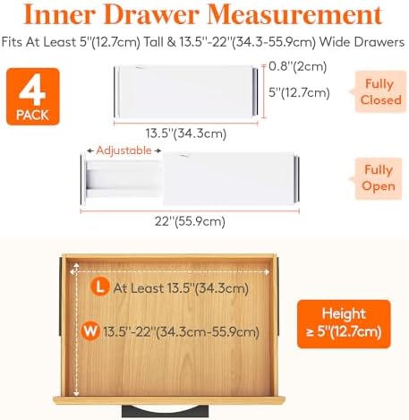 Lifewit 5" Tall Upgrade Drawer Dividers, Adjustable Deep Drawer Organizer - Image 2