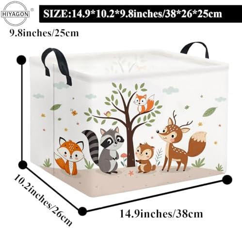 Rectangular Woodland Animal Basket Kids Baby Storage Basket Storage Bin - Image 6