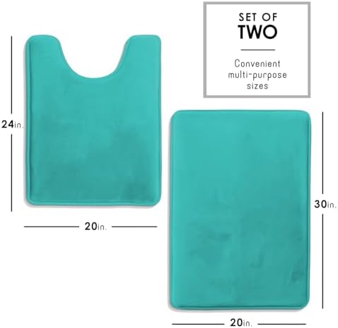 Clara Clark 2 Piece Bathroom Rugs, Velvet Memory Foam Bath Mat Set, Non-Slip - Image 2