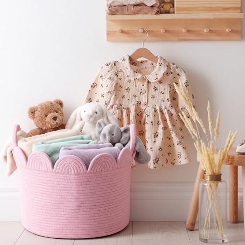LemonRoad Round Woven Basket Pink - Image 6