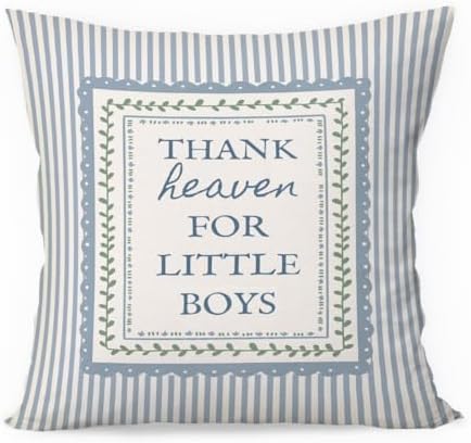 Boy Nursery Decor Pillow Covers 18x18, Thank Heaven by Unknown