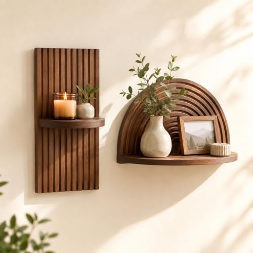 Artilady Boho Shelf Wall Decor, Mid Century Modern Floating Shelves Storage by Artilady