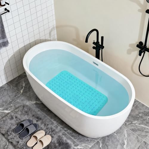 Anti-Slip Bathtub Shower Mat 28×15 Inch Clear Green - Image 5