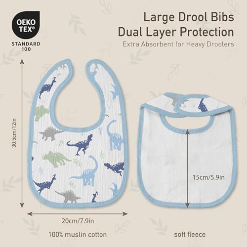 Muslin Bibs for Baby Boy, Adjustable Fit for Drooling and Teething Toddler - Image 4