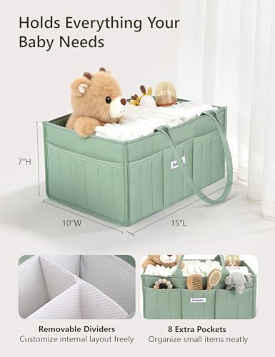 Quilted Diaper Caddy Organizer, Nursery Storage Basket - Image 3