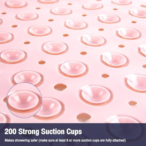 Extra Long Bathtub Mat Non Slip Bath Mat Pink 40"x16" Full Size - Image 5