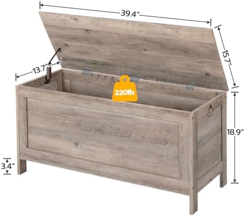 HOOBRO Toy Box, Retro Wooden Look Storage Chest - Image 4