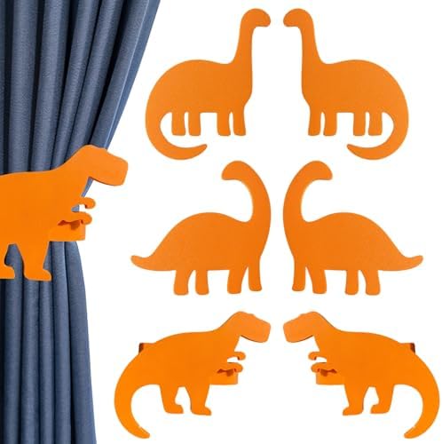 Bright Orange Dinosaur Curtain Holdback, Fun Wall Mounted Curtain Tiebacks by Falnvita
