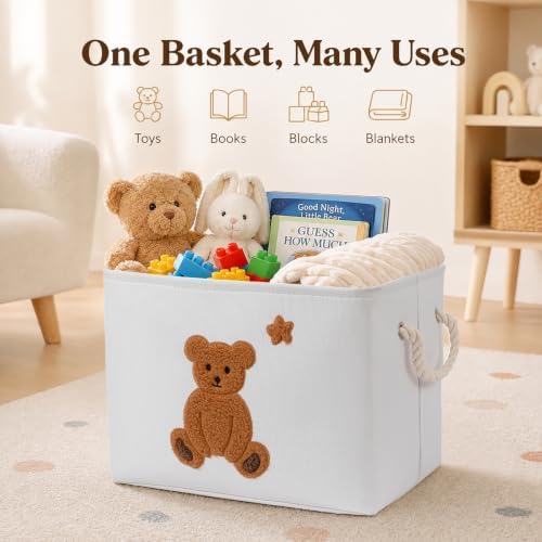 Large Toy Storage Box, Stuffed Animal Storage Baby Toddler Toys Basket Bear - Image 4