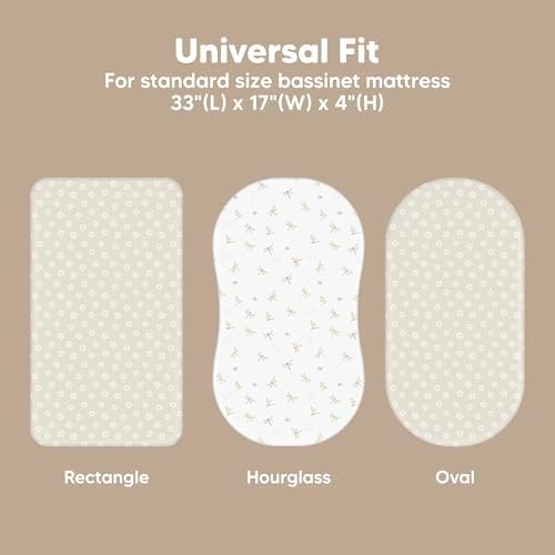 2-Pack Baby Bassinet Sheets Girl, 33x17 Bedside Sheets - Image 3