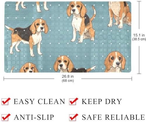 Shower Mat Non Slip 26.8 x 15.1 Inches, Beagle Dogs Bathtub Mat Shower Stall - Image 4