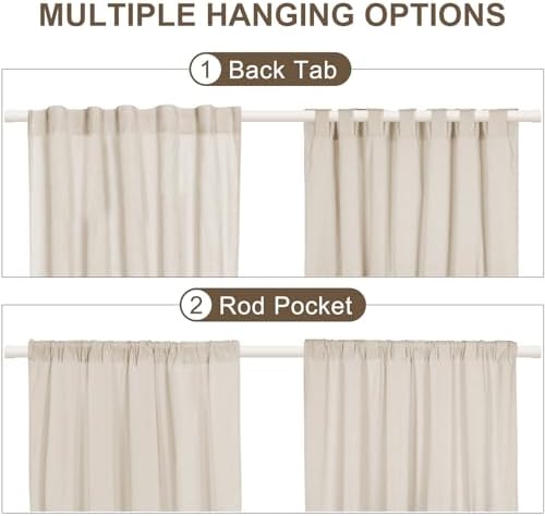 ASPMIZ Cotton Linen Farmhouse Curtains Boho Rustic Button Panel, Country Window - Image 5