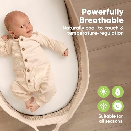 2-Pack Baby Bassinet Sheets Girl, 33x17 Bedside Sheets - Image 4