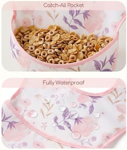 3 Pack Waterproof Baby Bibs for Eating, Mess Proof Feeding Bib - Image 4