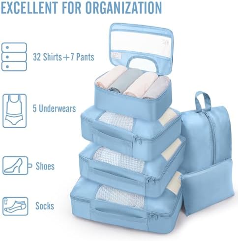 Veken 8 Set Packing Cubes for Travel Essentials, Anti-Wrinkle Buckled Suitcase - Image 5